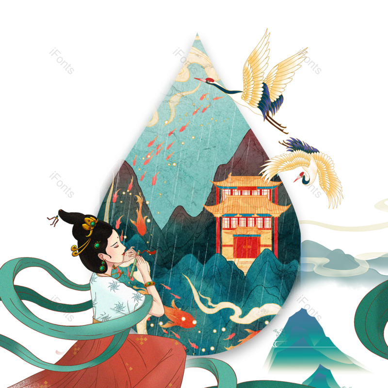 中国风图片,乐器元素,地标PNG,建筑免抠素材